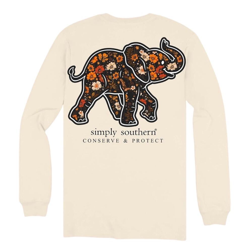 Simply Southern Elephant Tee, Floral Conserve & Protect, Plus Size 2XL, NWT